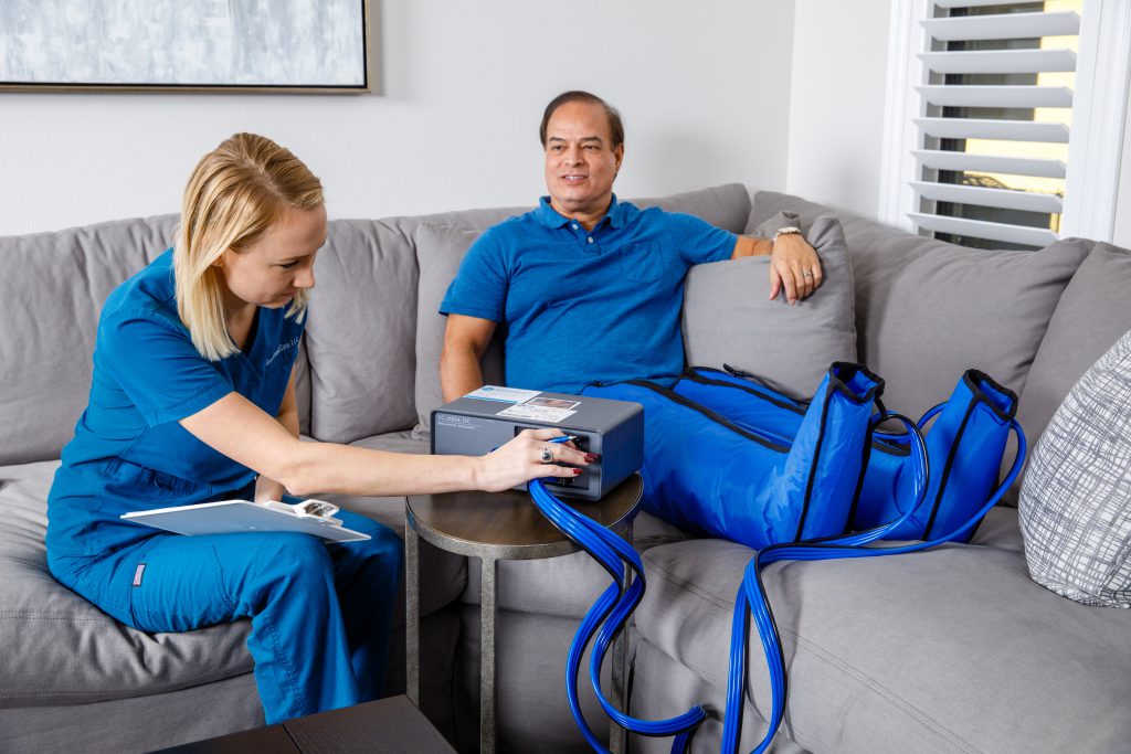 patient on couch with equipment